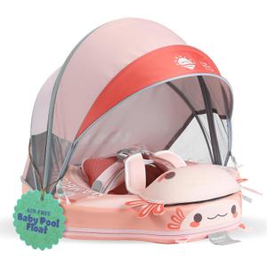 MAMBOBABYFLOAT Sunny Navigator Baby Pool Float with Canopy  Safe, Comfortable, Adjustable Axolotl Pool Float w/Sun Protection, Air-Free Foam Technology, 5-Way Buckle System