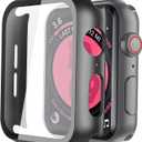 [2 Pack] Roity 44mm Case Built in Tempered Glass Screen Protector Compatible for Apple Watch SE3 SE2 SE Series 6 Series 5 Series 4 44mm, Ultra-Thin Shockproof Hard PC Full Protective Cover for iWatch, Black