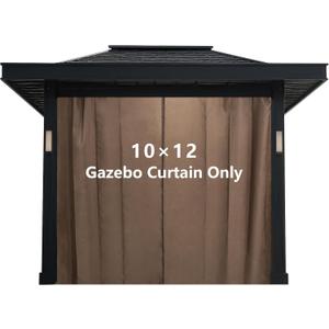 Gazebo Universal Replacement Privacy Curtain – 10' x 10' Gazebo Side Wall Outdoor Privacy Panel with Zipper (Brown, 10 * 12ft)