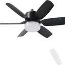 20.5'' Socket Fan Light with Memory Function, 5 Fan Speeds with Adjustable Light for Bedroom, Kitchen, Living Room, 8 Hours Timer, Black (Remote Need Paired Before Use)