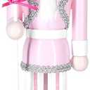 Christmas Nutcracker Decor, 14.2" Wooden Decorations, Collectible Ornament for Festival Party Outdoor Xmas Gifts (Square Bottom Lollipop)