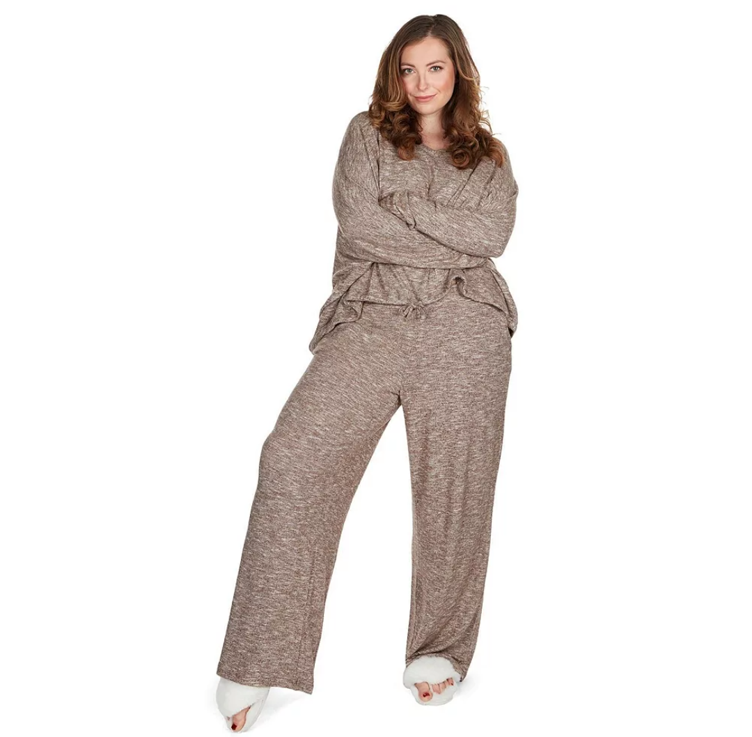 Women's Hacci Wide Leg Soft Lightweight Lounge Pants.M