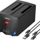 FIDECO USB 3.2 Gen 1 to Hard Drive Docking Station, Hard Drive Dock for 2.5 or 3.5 inch SATA I/II/III HDD SSD with Hard Drive Duplicator/Offline Clone Function and 2 USB Cables, Support UASP (Dual Bay Type-C)