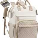 LOVEVOOK Laptop Backpack for Women, 15.6'' Waterproof Nurse Bag Teacher Work Backpack Purse for Women, Travel Computer Backpack for College Office Business Ladies (Cream Tan)