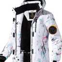 FREE SOLDIER Women's Waterproof Ski Snow Jacket Fleece Lined Warm Winter Rain Jacket with Hood Fully Taped Seams (Medium, Floral Print)