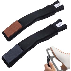 2 Pcs Ceramic Ice Skate Sharpeners-Ice Skate Blade Sharpeners Double Sided with Sharpening Stone-Portable Ice Skate Blade Sharpening Tool for Hockey Skates