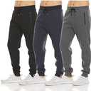 PURE CHAMP Mens Sweatpants 3 Pack Fleece Active Athletic Workout Jogger Sweatpants for Men with Zipper Pocket, Size 2XL