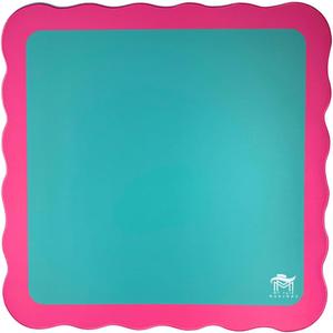 Generic Standard Mahjong Mat (4 Color Combinations) | Scalloped Edges & Bright Colors | 31"" x 31"" (Green Center- Pink Scallop)