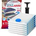 6 Pack Jumbo Vacuum Storage Bags for Comforters, Blankets & Clothes Vacuum Sealed Compression Bags with Hand Pump Space Saver Storage Bags for Bedding, Moving, Travel & Organization