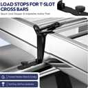 Load Stops for T-Slot Cross Bars 4-Pack, Stainless Steel Replacement with Secure Locking Clamps - Compatible with Roof Racks for Kayak, Canoe, Ladder, Ski, Surfboard, Paddleboard, Snowboard, Black