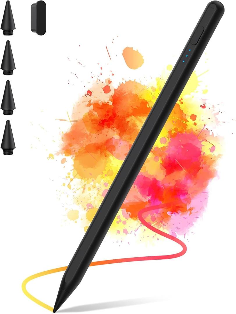 Stylus Pen for iPad 2018-2024, 2X Fast Charge iPad Pencil 2nd Generation Compatible with Apple iPad Pro M4/ 12.9"(6/5/4/3)/ 11"(4/3/2/1), Mini 6/5, Air (M2/5/4/3), (10/9/8/7/6) (Black)