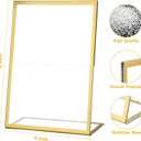 EHWINE 12 Pack Acrylic Sign Holder 4 x 6, Gold Picture Frame Stand up Table Top Sign Holders, Slanted Back Paper Holder Clear Display Stand Menu Flyer Holder for Wedding Party