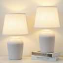 Sucolite 16'' Table Lamps Set of 2, Bedside Nightstand Lamps for Bedroom Kids Room, Cute Desk Lamps with Studded Texture Base for Reading Nursery Living Room Office, White