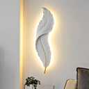 DJAMEL :Creative Wall SconceWhite Resin Feather Decorative Wall Light, LED Indoor Living Room Wall Mounted Light Fixture Lamps for Indoor Living Room Bedroom Hallway (L9.4*W2.7*H35.8(L),)