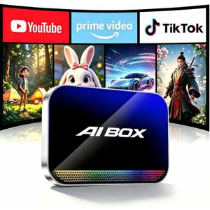 Wireless CarPlay Android Auto Adapter AI Magic Box with Net-Flix YouTube TikTok, Built-in Play Store and Screen Mirroring, Plug and Play Video Adapter for OEM Factory Wired CarPlay Vehicles