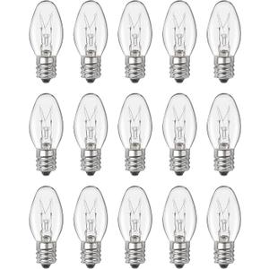 OuuKoo Salt Lamp Bulbs - 15 Watt Light Bulbs for Scentsy Wax Warmer - C7 Replacement Bulbs for Plug in Wax Diffuser- Warmwhite - Dimmable,15 Packs