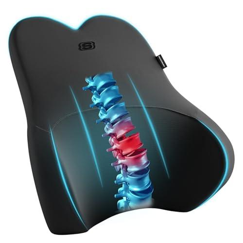 Skechers Air-Cooled & Memory Foam Lumbar Pillow,Lumbar Support Pillow for Office,Chair Lower Back Pain Relief Lumbar Pillow,Ergonomic Design Back Support Pillow for Office Chair,Car,Home,Travel,Black
