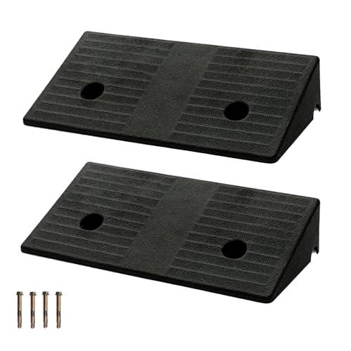 Curb Ramp 3 inch Rise Curb Ramps for Sidewalks Rubber 2 Pcs Driveway Ramps for Low Cars Curb Ramps for Driveway,Shed,Wheelchair 7000lbs Powersport Loading