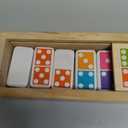 Melissa & Doug Dominoes Tabletop Game with 28 Colorful Tiles in Wooden Storage Box