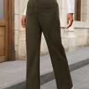 PRETTYGARDEN Women's Dressy Casual Dress Pants 2025 Fall Straight Leg High Elastic Waisted Stretch Trouser Slacks (Army Green, Small)