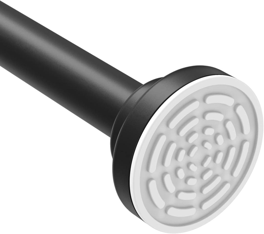 Ausemku Shower Curtain Rod Tension - 26-76 Inch Never Rust Non-Slip Spring Tension Curtain Rod No Drilling Stainless Steel Curtain Rod Use Bathroom KitchenBlack