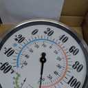 12'' Indoor Outdoor Thermometer Hygrometer - Premium Steel Outdoor Thermometer Large Numbers, Hanging Wall Thermometer Hygrometer for Home, Garden, Patio (No Battery Required)