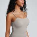 ZeroBound Camisole Built in Shelf Bra Tank Top - Basic Square Neck Halter Tops for Women, Spaghetti Strap Cami Tank Tops (XL)
