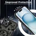 Magnetic for iPhone 15 Plus Case [Compatible with MagSafe] Cute Cool Butterfly Print Pattern Design, Slim Bumper Translucent Matte Protective Case Cover for Women Girls, Black