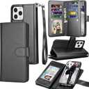 Tekcoo Wallet Case for iPhone 13 Pro Max (6.7 inch) 2021 Luxury ID Cash Credit Card Slots Holder Carrying Pouch Folio Flip PU Leather Cover [Detachable Magnetic Hard Case] Lanyard - Black