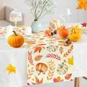 5 x ACZHHZC Pumpkin Fall Table Runner, Maple Leaf Autumn Thanksgiving Kitchen Dining Table Decorations for Home Party Decor (White Orange 3, 13x72 Inches)