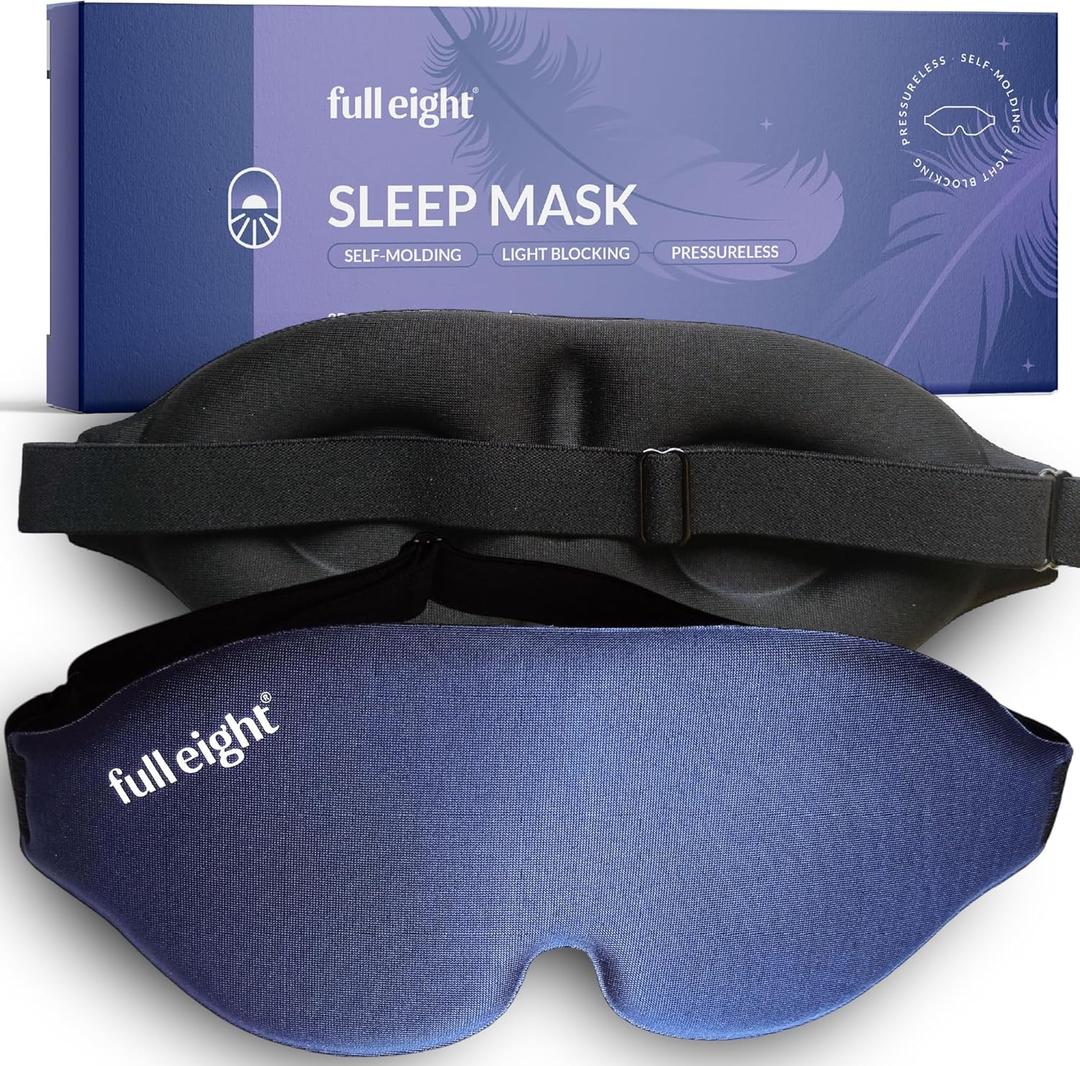 2 x Light Blocking Sleep Mask for Men & Women, Night Shade Blackout Mask for Sleep, Travel Eye Cover with Memory Foam, 3D Night Blindfold, Washable & Adjustable Eye Covers for Sleeping - One Size Fits All