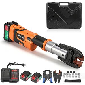 ProPress Tool, 18V Electric Pipe Crimping Tool with Brushless Motor, Hydraulic Multifunctional Press Tool Kit Cable Crimper & Cutter for Copper Pipes Plumbing with 15 Dies 25AH Battery Toolbox