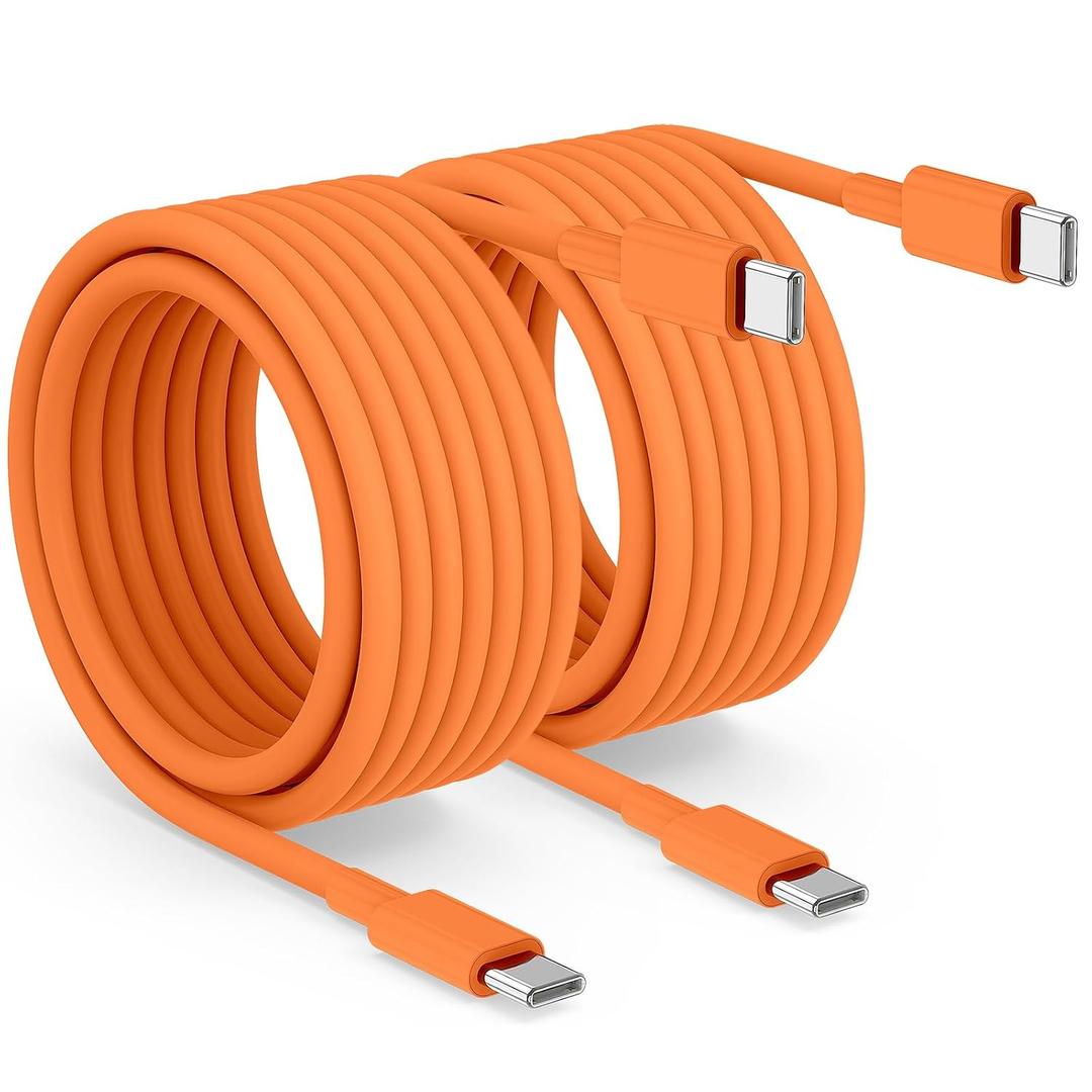 2pack 10ft USB C to C Cable, 60W Type C to Type C Fast Charging Cord for iPhone 17 16 15 Pro, Pro Max, Plus, iPad Pro, MacBook Air 13 inch, iPad Pro, Air, for Samsung Galaxy S25 and More, Orange