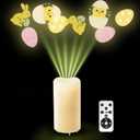 XingsLight Easter Decorations Flameless Candle Projector  LED Pillar Candle with Bunny, Chick & Egg Projection Lights |Remote Control & Timer, Easter Basket Stuffer Gift (1-Pack)