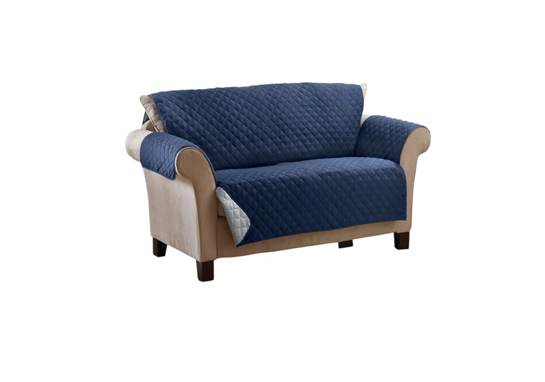 Quilted Furniture Protector Cover, Navy/White,  Loveseat