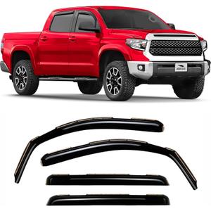 Voron Glass in-Channel Extra Durable Rain Guards for Trucks Toyota Tundra 2007-2021 CrewMax, Window Deflectors, Vent Window Visors, 4 Pieces - 220083