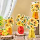 SUNBEAUTY 9 PCS Sunflower Honeycomb Centerpieces Sunflower Party Decorations Yellow Honeycomb Table Centerpiece for Spring Summer Garden Themed Birthday Baby Shower Decor
