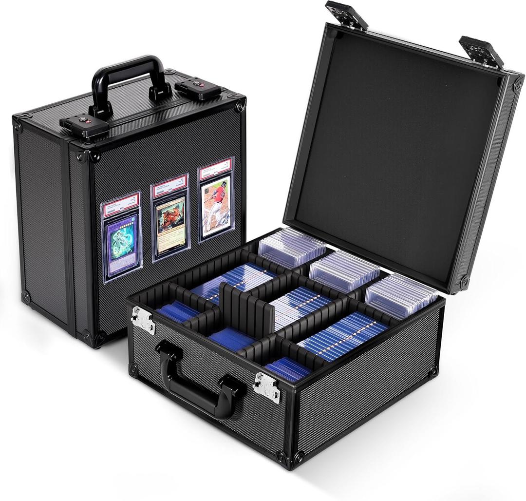 Kabinka Graded Card Storage Box with Display Window for PSA/CGC Holder, TSA Combination Lock Trading Deck Case for Sports Cards, Storage Slab Case with 6+2 EVA Dividers for MTG/TCGs(Black)