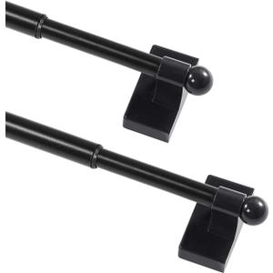 PrimeBeau Magnetic Curtain Rods for Metal Doors Multi-Use Curtain Rods for Small Windows Cafe Sidelight and Iron Steel Places, 1/2 Inch Diameter, Tool Free (2 Pack, Adjust from 9 to 16 Inch, Black)