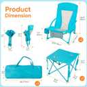 Folding Beach Chair Set of 3, Portable Camping Chairs with Table, Carrying Bag, Cup Holders, Outdoor Breathable Mesh Seat, 225lbs Heavy Duty Beach Chair for Camp Sand Travel Sunbathing