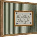 Vintage Green Wall Art, Mid Century Night Night Love You Stripe Canvas Wall Decor Painting, Modern Minimalist Nursery Striped Prints Pictures for Baby Room Kids Bedroom 16x24 Inch Framed