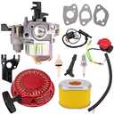 GX160 GX200 Carburetor Compatible with Honda GX120 GX140 GX 160 GX168 GX200 5HP 5.5HP 6.5HP Engine, GX160 Carburetor + Recoil Starter + Ignition Coil + Air Filter Tune Up Kit