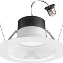 Juno E Series 5"/ 6" LED Ceiling Light, Baffle Trim Recessed Lighting with 5-in-1 Switchable White Color, 1200 Lumens for High Ceilings, Wet Rated LED Downlight, Dimmable, White