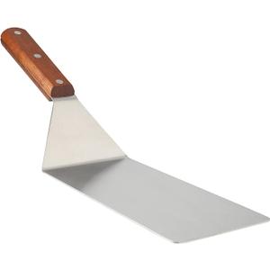 8 Extra-Large Sturdy Stainless Steel Spatula Hamburger Turner with Strong Wooden Handle Professional Commercial Food Flipper Scraper for Grilling Cooking, Baking for Your Flat Top Restaurants