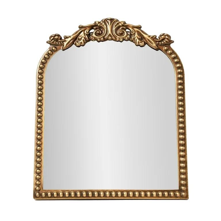 9.75" x 12" Gold Filigree Arch Tabletop Mirror with Adjustable Stand