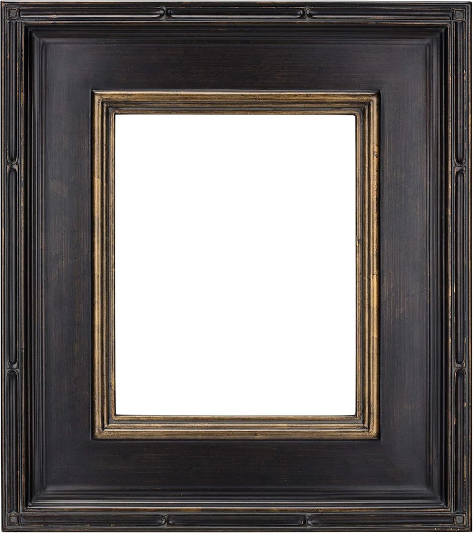 Creative Mark Museum Plein Aire Ornate Picture Frame - 8x10 - Antique Black W/Gold - Pack of 1, High-End Antique Style Frames - Open Back with No Glass or Backing