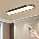 Qcyuui Kitchen Lighting Fixtures Ceiling,39.4 Inch Dimmable Modern Led Ceiling Light,Black and Gold Long Linear Ceiling Light Fixture for Office Bedroom Kitchen Hallway,(48W/3000-6500K)