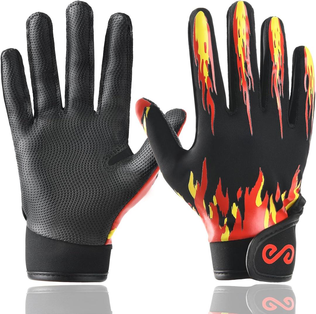 Kids Baseball Batting Gloves Youth Boys,Softball Batting Gloves Youth with Precise Fit & Peak Performance for Young Athletes (Fire Red)