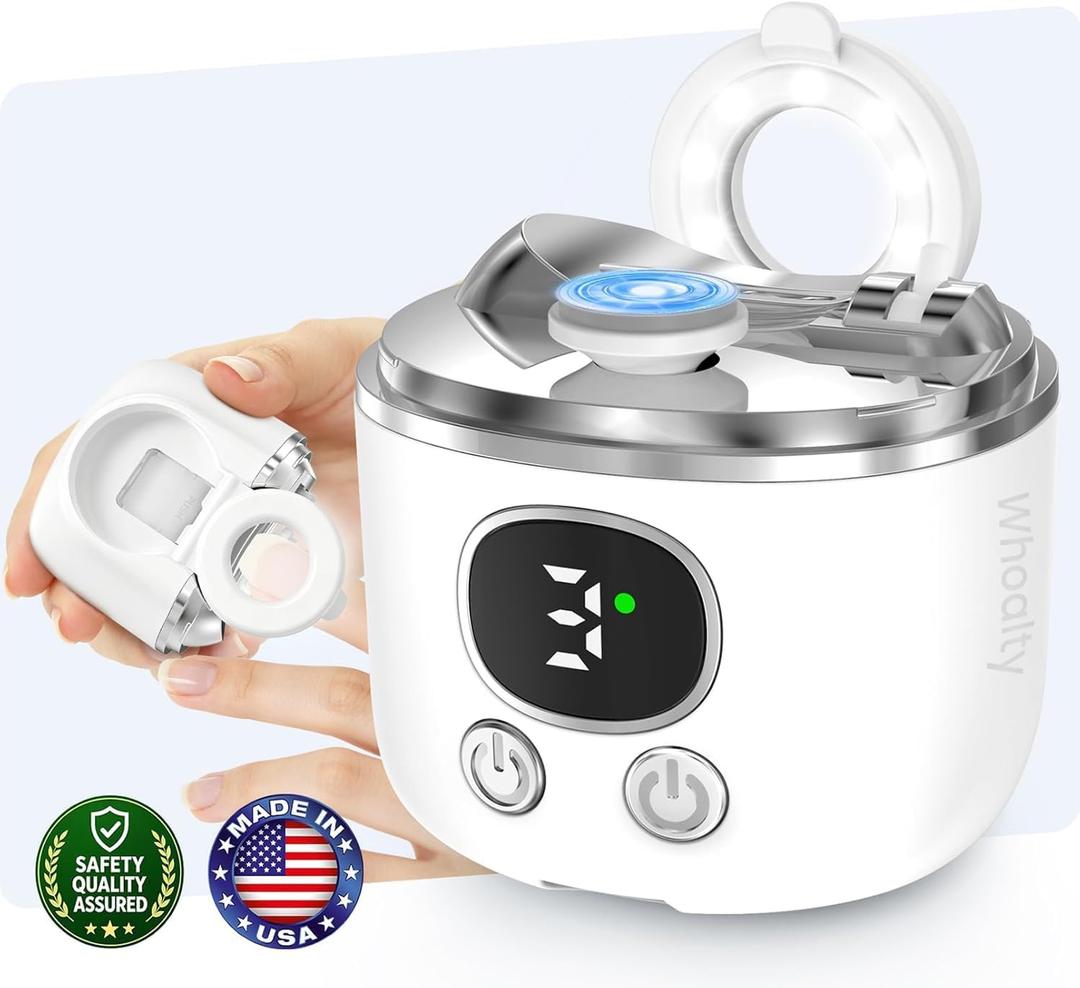 Automatic Electric Nail Clipper with LED Light, Quiet 2-Speed Nail Trimmer and File for Family Use