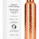 Pure Copper Water Bottle 34 oz, Hammered Drinking Water Bottle, Reusable Ayurvedic Style Bottle for Home Gym Yoga Travel